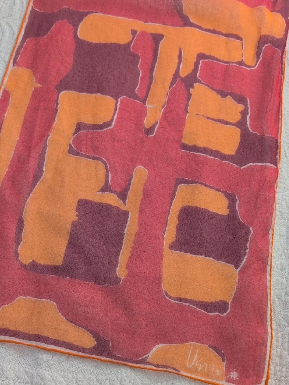 Vera Neumann Bright Abstract Orange Silk Scarf - Picture 5 of 7